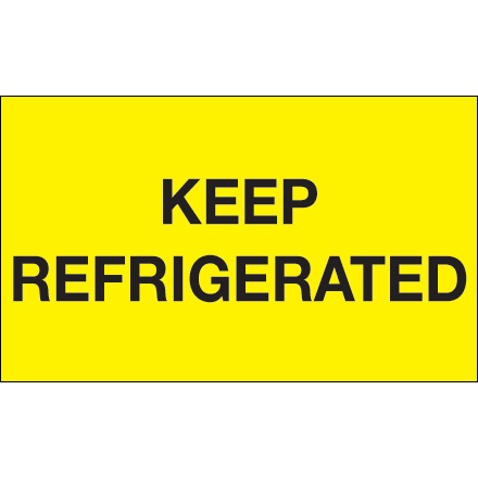 3 x 5" - "Keep Refrigerated" (Fluorescent Yellow) Labels