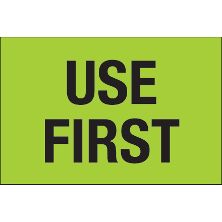2 x 3" - "Use First" (Fluorescent Green) Labels