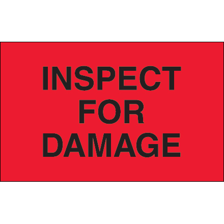 1 <span class='fraction'>1/4</span> x 2" - "Inspect For Damage" (Fluorescent Red) Labels