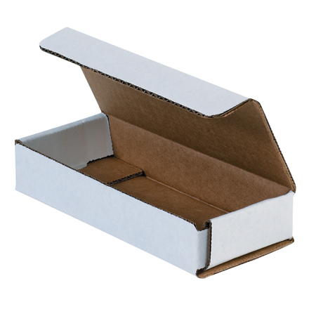 6 x 2 <span class='fraction'>1/2</span> x 1 <span class='fraction'>3/4</span>" White Corrugated Mailers